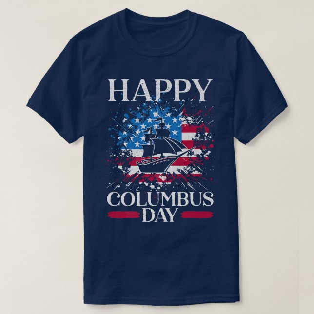 Lycklig Columbus Day Christopher Columbus Italia N T Shirt (Design framsida)