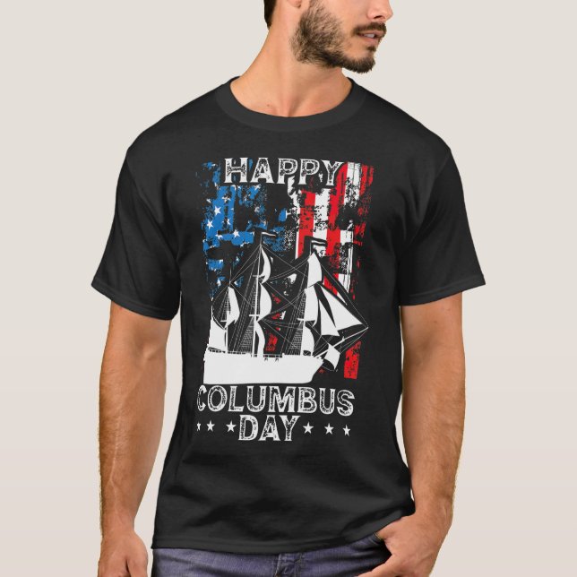 Lycklig Columbus Day Christopher Columbus italiens T Shirt (Framsida)