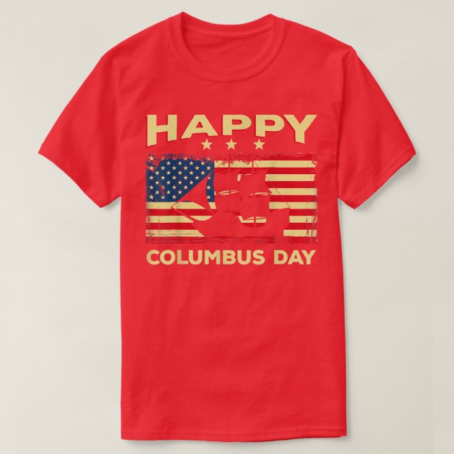 Lycklig Columbus Day Discovery Italienske Eplorer T Shirt (Design framsida)