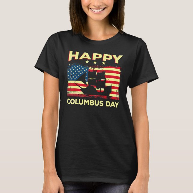 Lycklig Columbus Day Discovery Italy Explorer T Shirt (Framsida)
