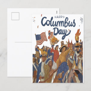 Lycklig Columbus Day Firande Helg Vykort