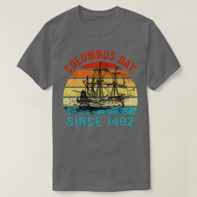 Lycklig Columbus Day First Italy Navigato T Shirt (Design framsida)