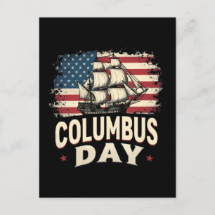 Lycklig Columbus Day of Exploration and Reflection Helg Vykort