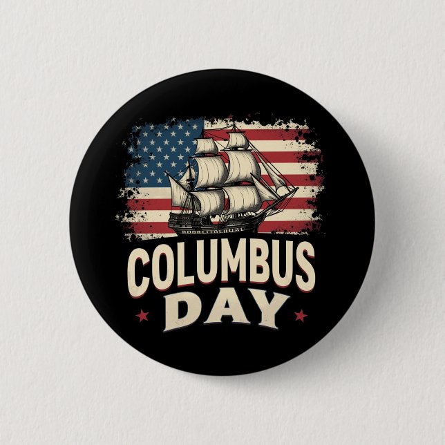 Lycklig Columbus Day of Exploration and Reflection Knapp (Framsida)