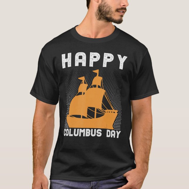 Lycklig Columbus Day T Shirt (Framsida)