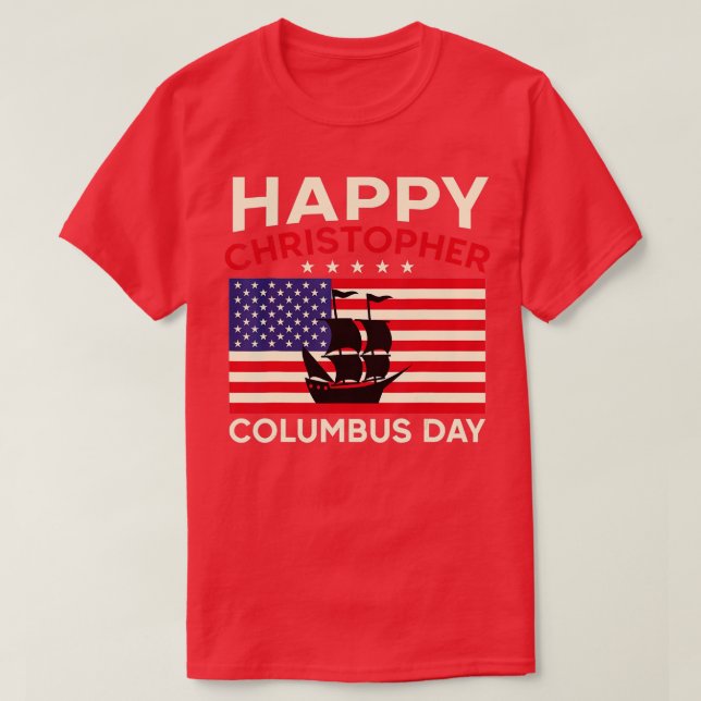 Lycklig Columbus Day Vintage T Shirt (Design framsida)