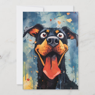 Lycklig Comical Dobermann Hund Julkort