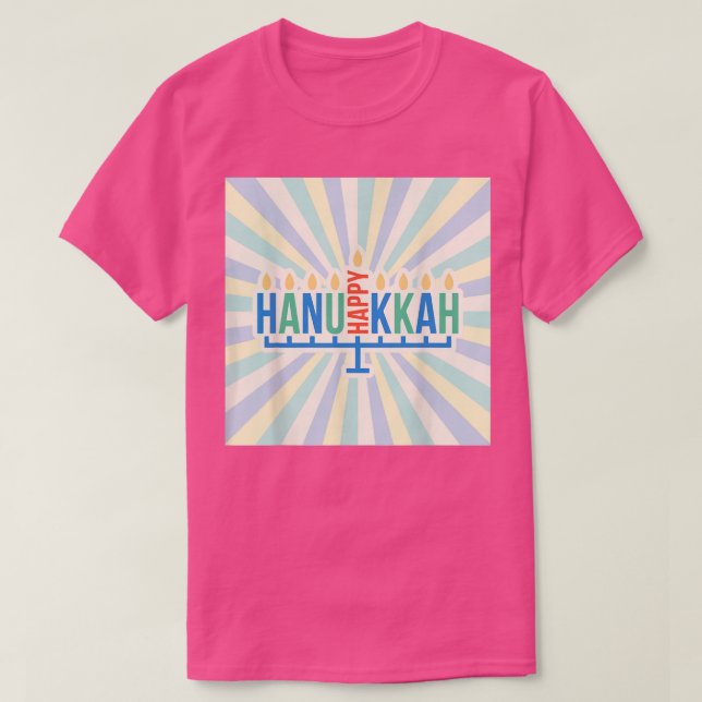Lycklig coola Hanukkah Chanukah Menorah-design T Shirt (Design framsida)