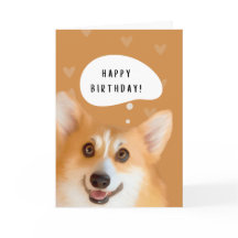 Lycklig Corgi Birthday Card (guld)