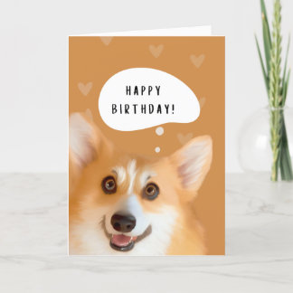 Lycklig Corgi Birthday Card (guld) Kort