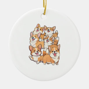 lycklig Corgi hundar Julgransprydnad Keramik
