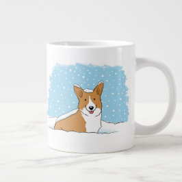 Lycklig Corgi i Snö | Cute Winter-Hund Jumbo Mugg