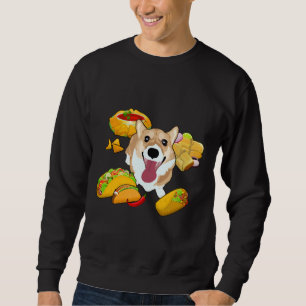 Lycklig Corgi Mexican Food Lång Ärmad Tröja