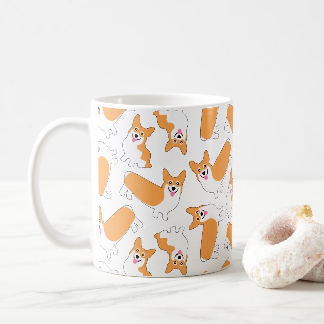 Lycklig Corgis Cute Puppy Hund Kaffemugg (Med munk)