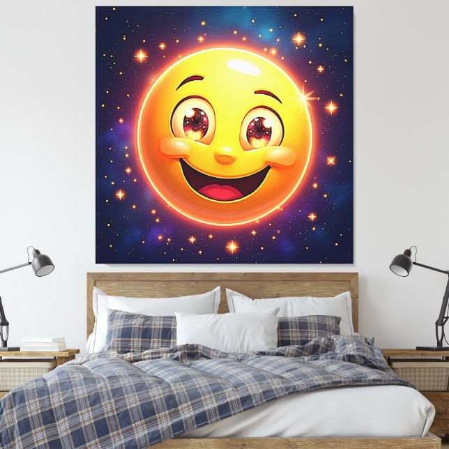 Lycklig Cosmic Ögon Emoji Canvastryck (Insitu (sovrum))