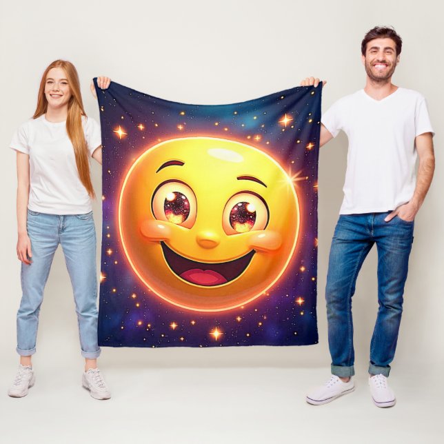 Lycklig Cosmic Ögon Emoji Fleecefilt (På plats)