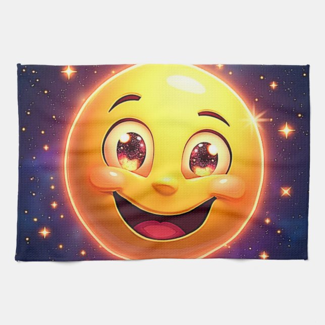 Lycklig Cosmic Ögon Emoji Kökshandduk (Horisontell)