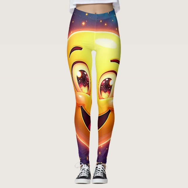 Lycklig Cosmic Ögon Emoji Leggings (Framsida)