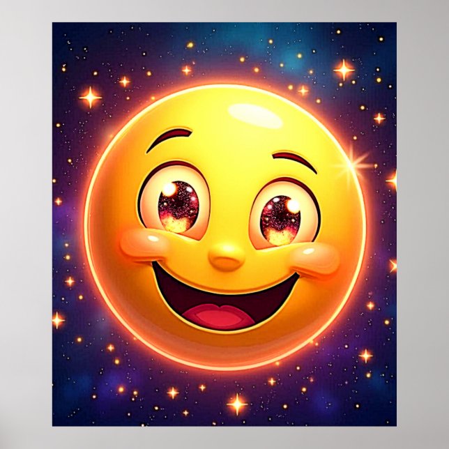 Lycklig Cosmic Ögon Emoji Poster (Framsidan)