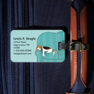 Lycklig Couch Beagle Cute Hund-Personlig Bagagebricka
