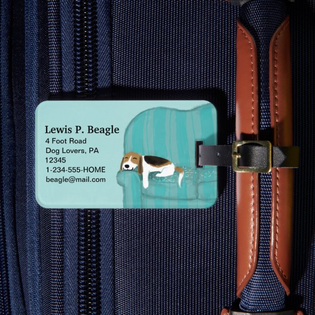 Lycklig Couch Beagle | Cute Hund-Personlig Bagagebricka (Framsida Insitu 4)