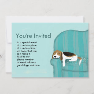 Lycklig Couch Beagle Cute Sleeping Hund Pets Par Inbjudningar