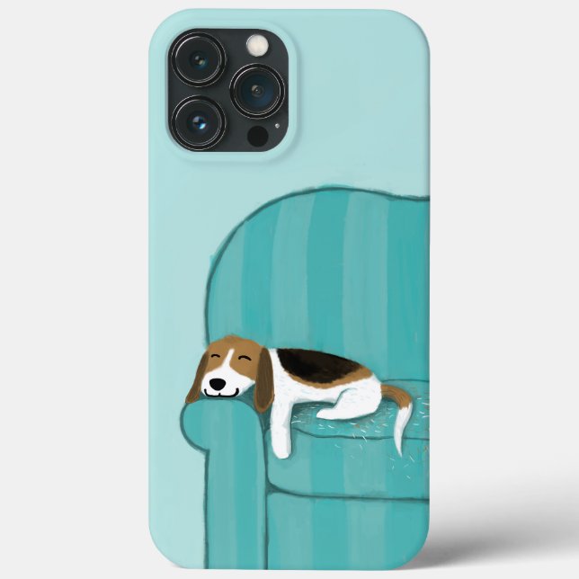 Lycklig Couch Hund | Cute Beagle | Roligt Djurart (Baksida)