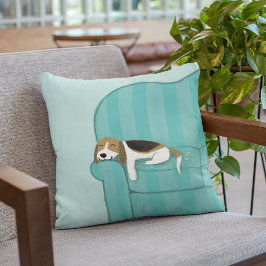 Lycklig Couch Hund - Cute Beagle-uppmjukning vid S Kudde