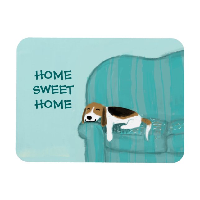 Lycklig Couch Hund - hemsöt hemmaport, Cute Beagle Magnet (Horisontell)
