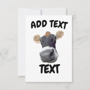Lycklig Cow Ansikte Tack Kort