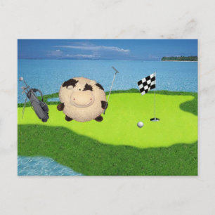 Lycklig Cow Golf Sport Vykort