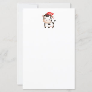 Lycklig Cow i en Cute Red Hat