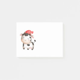 Lycklig Cow i en Cute Red Hat Post-it Block
