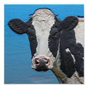 Lycklig Cow Porträtt Fototryck