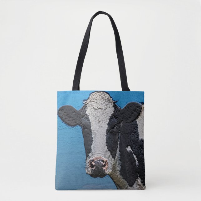 Lycklig Cow Porträtt Tygkasse (Framsida)