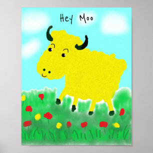 Lycklig Cow Poster