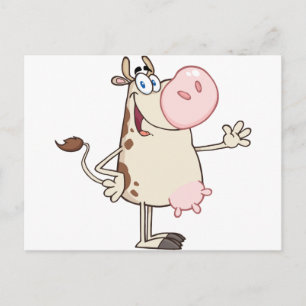 Lycklig Cow Tecknad Mascot Vykort