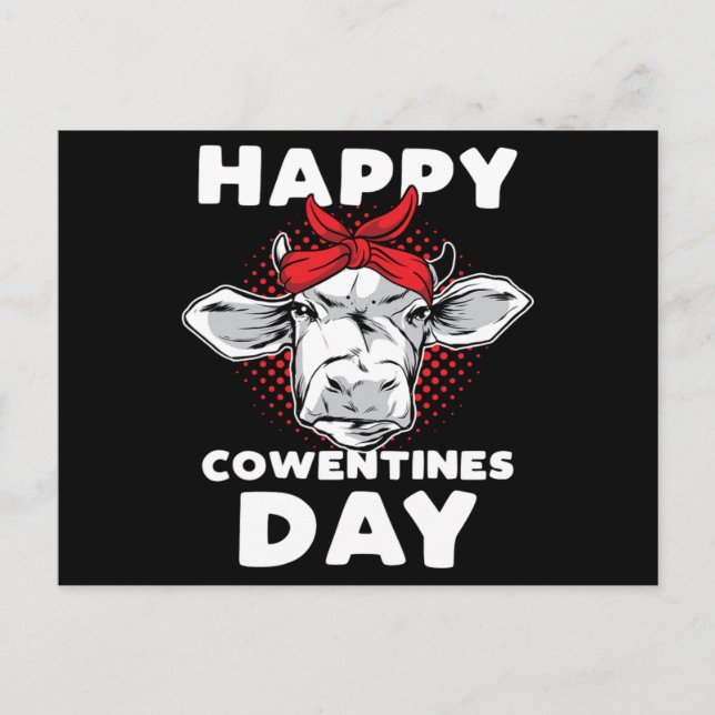 Lycklig Cowentines Day Gift Cow Älskare Valentine Vykort (Framsida)
