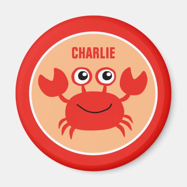 Lycklig Crab anpassningsbar monogram magnet (Framsidan)