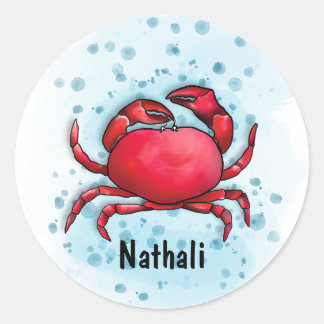 Lycklig Crab Runt Klistermärke