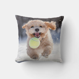 🐕 Lycklig Cream Pudel Puppy Tennis Pillow Kudde