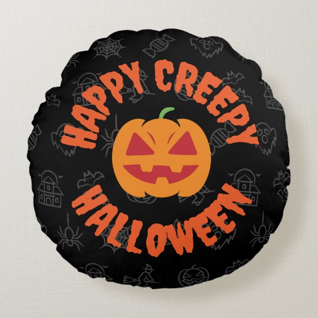 Lycklig creepy Halloween - Circular Rund Kudde (Framsidan)