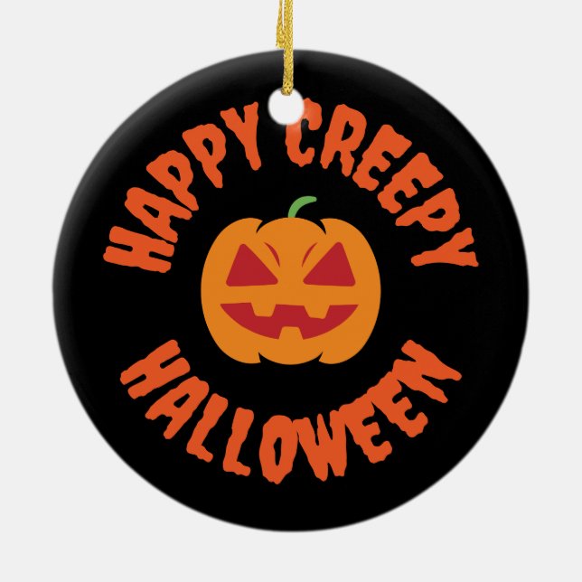 Lycklig creepy Halloween Julgransprydnad Keramik (Baksidan)