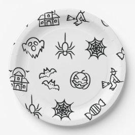 Lycklig creepy Halloween mönster - Vit