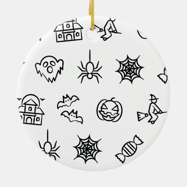 Lycklig creepy Halloween mönster - Vit Julgransprydnad Keramik (Baksidan)