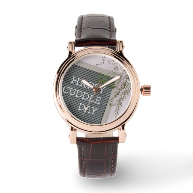 Lycklig Cuddle Day (Warm Hugs och Loving Snuggles) Armbandsur (Framsida)