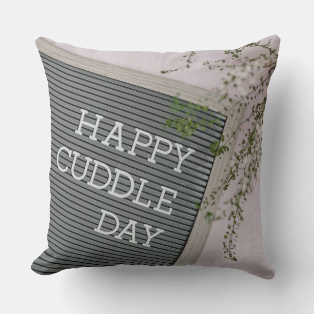 Lycklig Cuddle Day (Warm Hugs och Loving Snuggles) Kudde (Framsida)