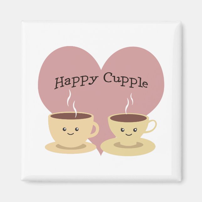 Lycklig Cupple! Cute Coffee Magnet (Framsidan)
