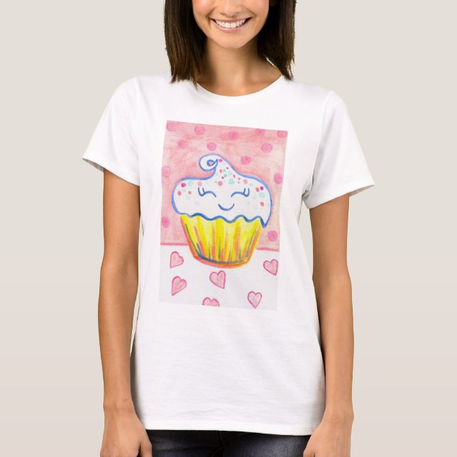 Lycklig Cuptårta Shirt T-shirt (Framsida)