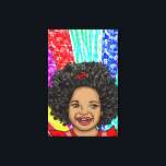 Lycklig Curls Pop Art Laughing Girl Canvastryck<br><div class="desc">Den ynkliga afrikanska-amerikanska flickan skrattar med smart och djärv färg,  röd,  lila,  gult,  blå digital konst.</div>
